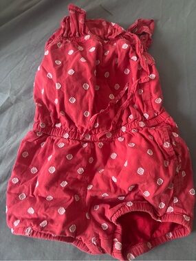 Girls Red Polka Dot Romper - Kids